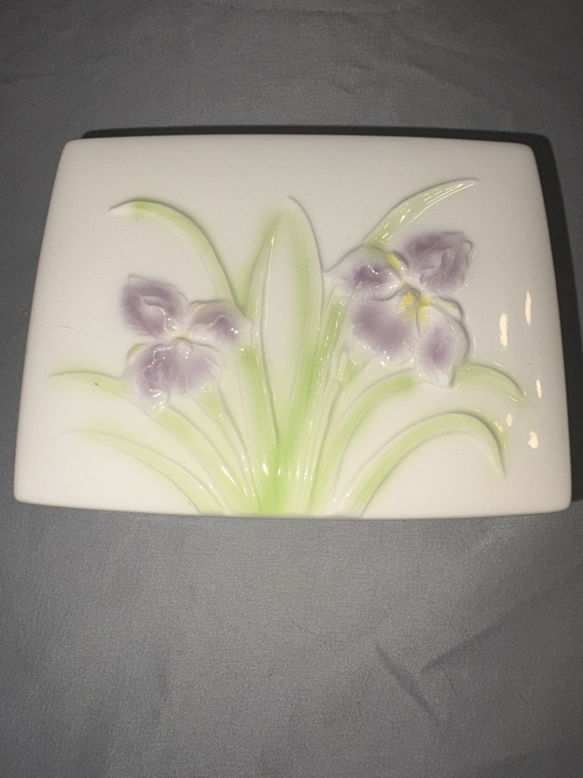 Vintage ceramic box container Pastel fleur Japan