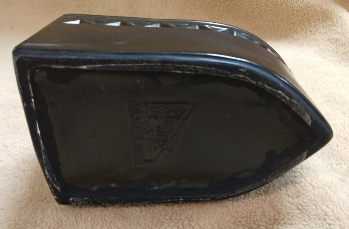 Vintage McCoy Black Iron Shaped Ceramic Planter w/ chain # 746, 6.5″ x 4″ x 6″