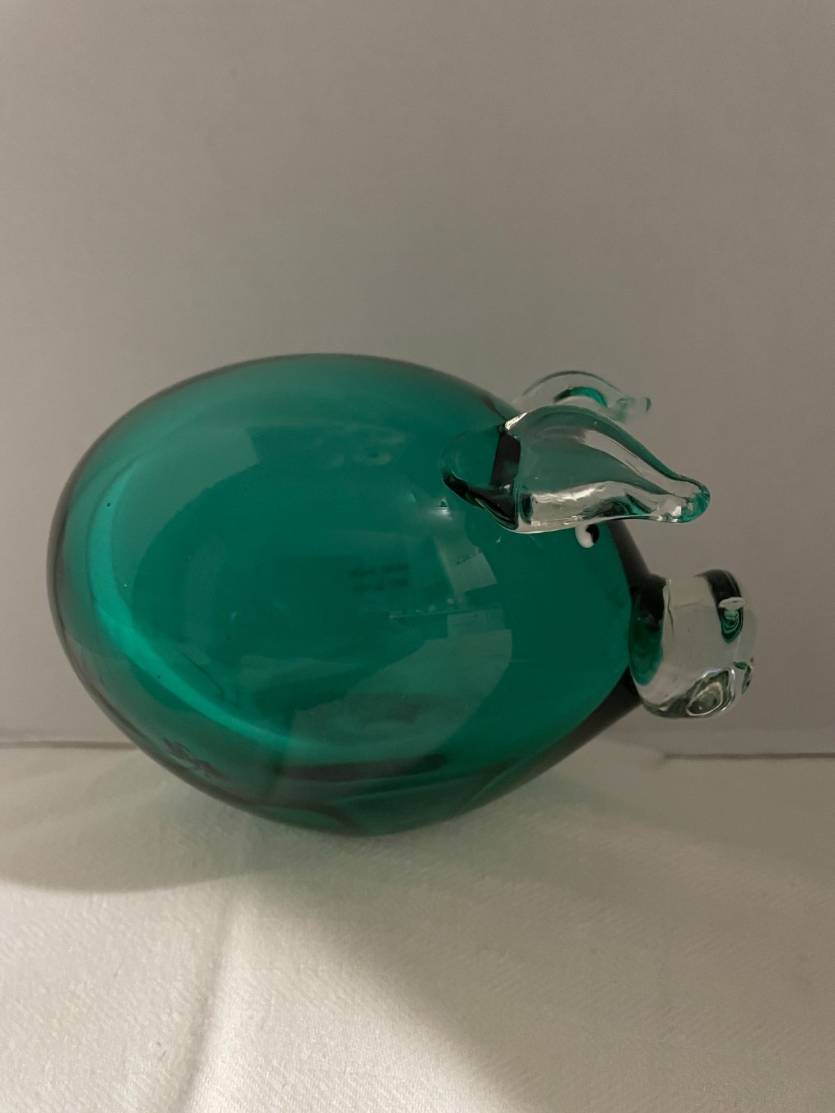 Hand Blown Art Glass Pig Figurine Green/Clear