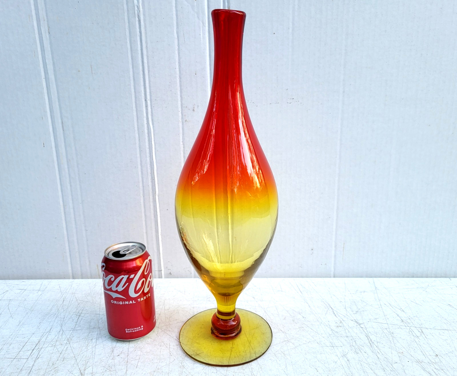 Blenko Glass Decanter Bottle Tangerine 6528 Joel Myers MCM c1965 NO STOPPER