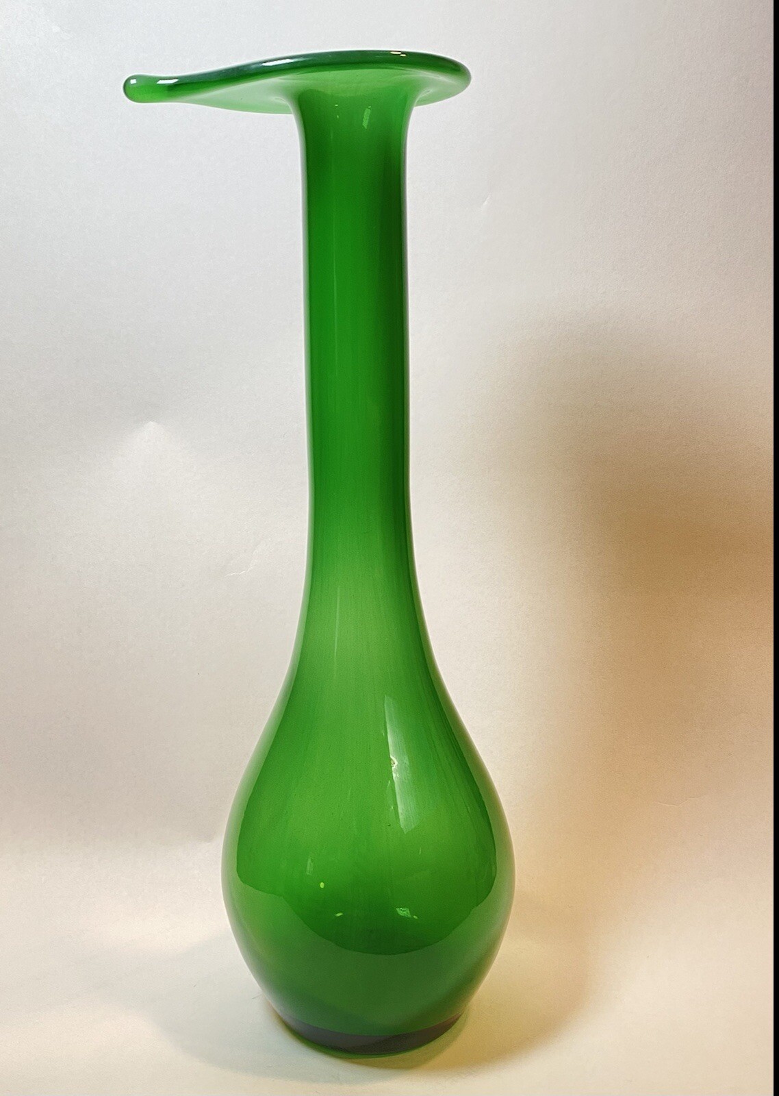 Green Flange Rim Base Modernist Art Glass