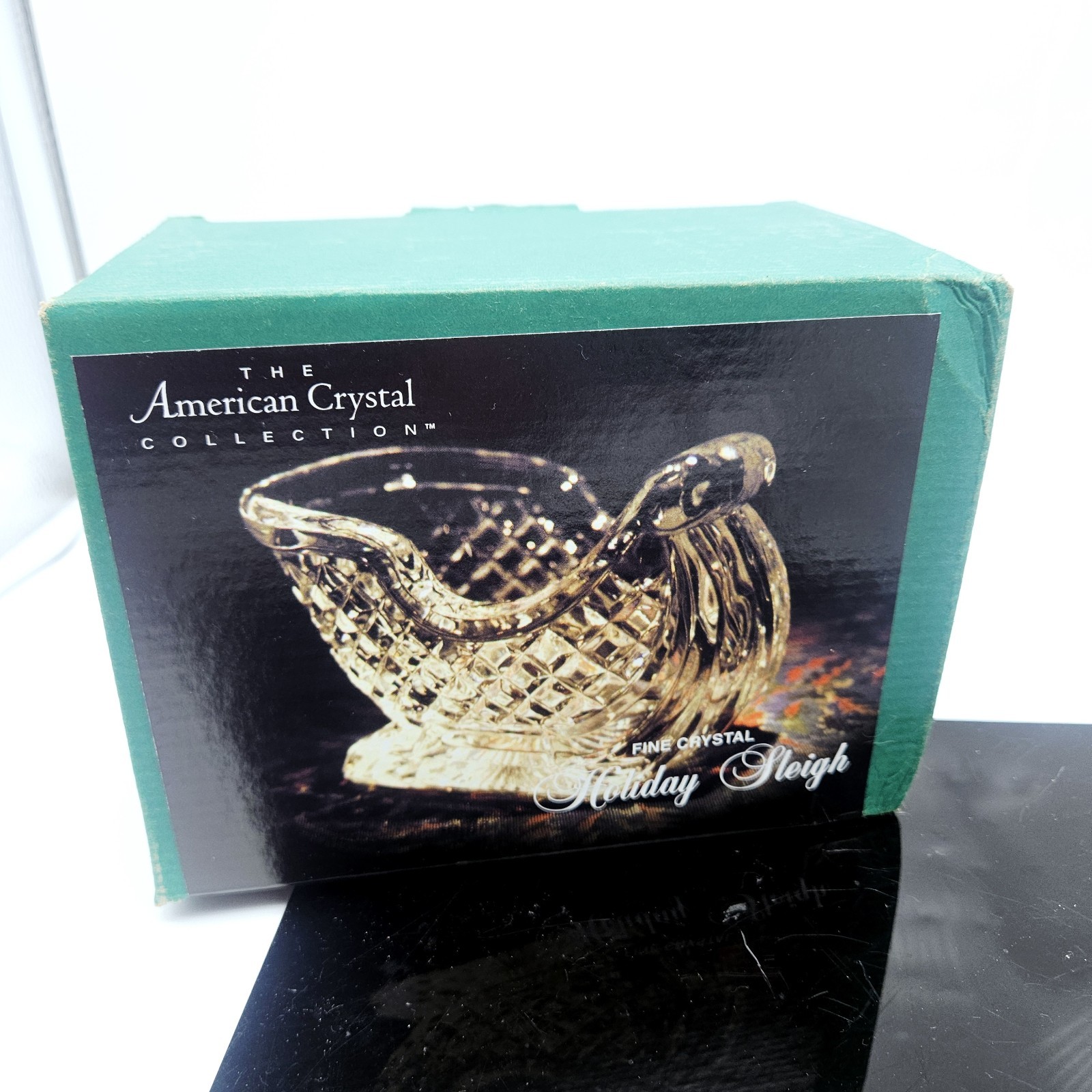 American Crystal Holiday Christmas Sleigh Figurine 7.5″ in Original Box 