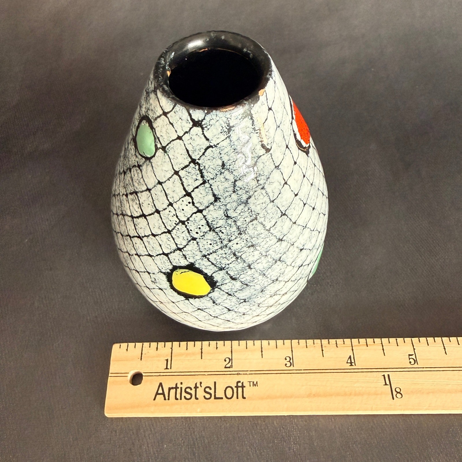 Bitossi Italian Art Pottery Crackle Glaze Vase Polka Dot Mid Century