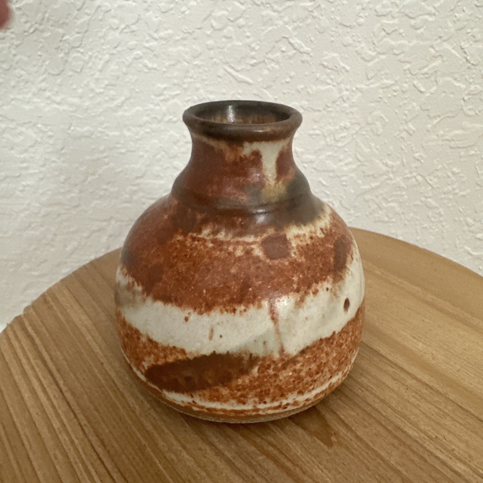 Hand Made Art Pottery Bud Vase Western Decor 3.5 in tall 3 in Wide Earthy Tones