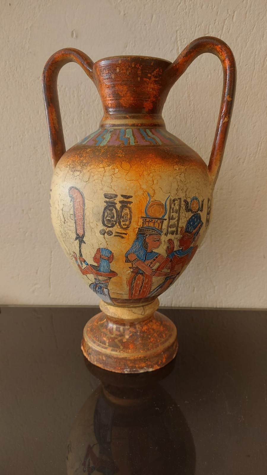 Multicoloured Greek Pottery Amphora Vase 33cm