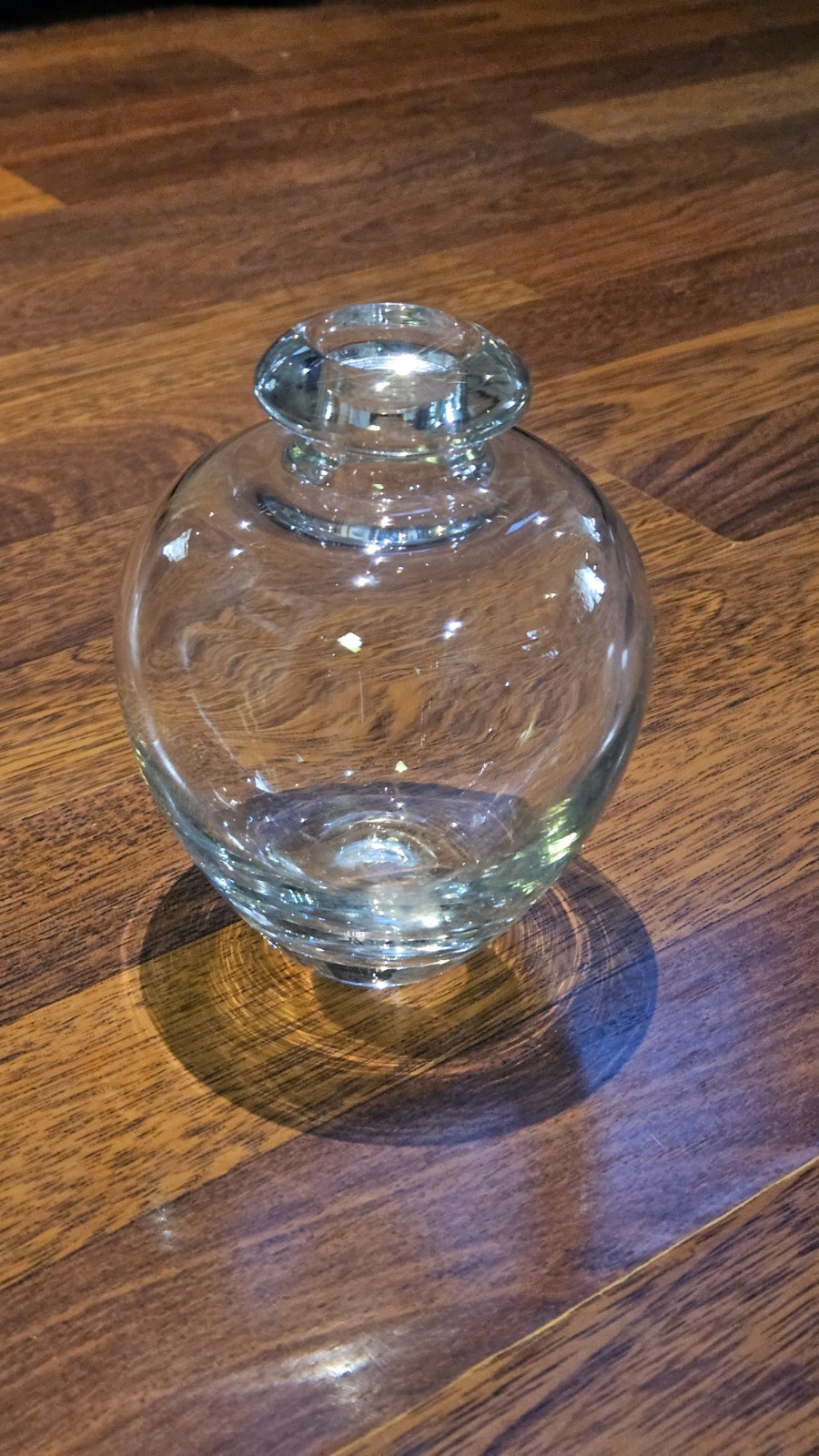 Vintage Mouth Blown Glass Potbelly Vase Bud Vase Heavy Thick