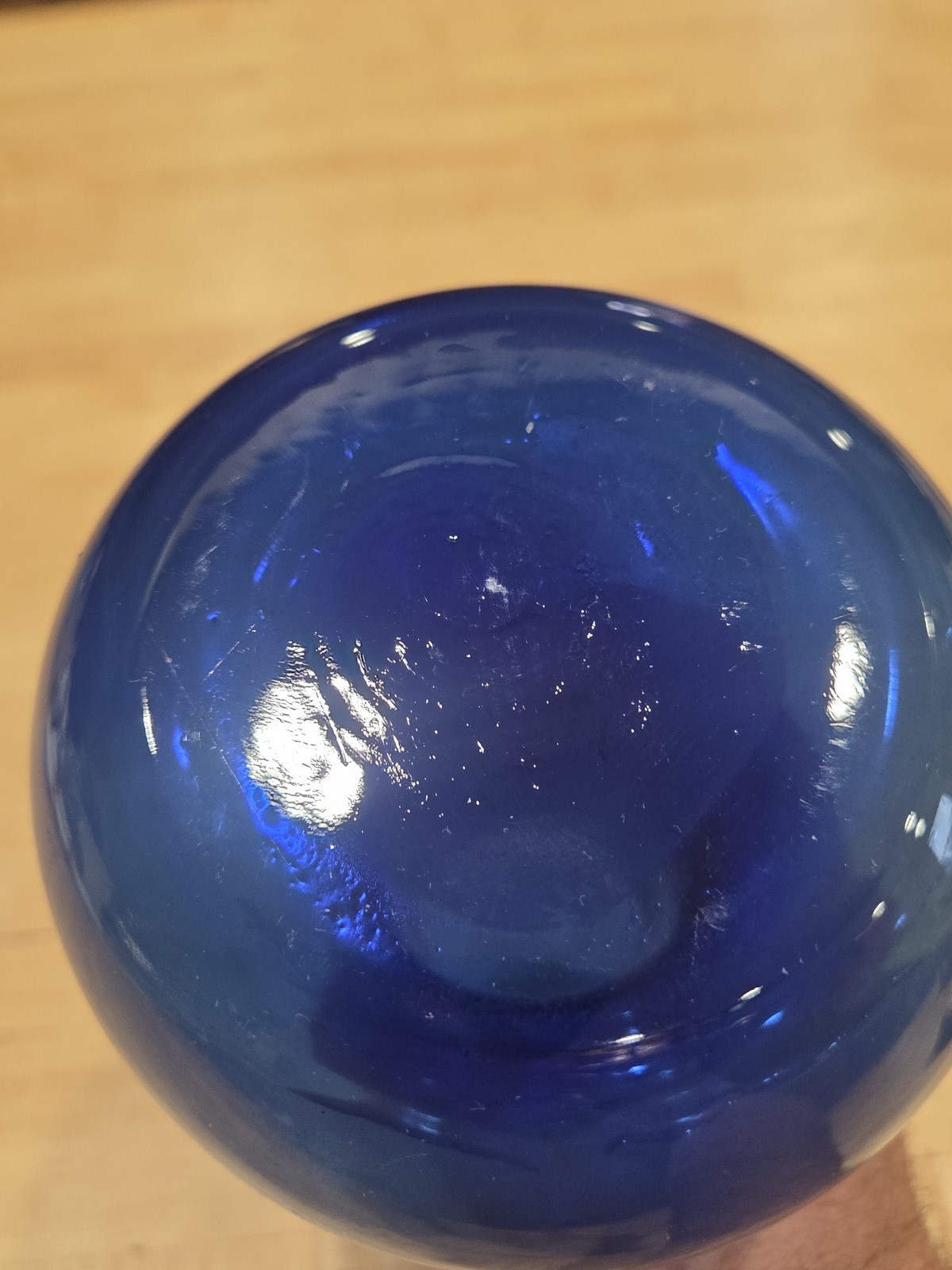 Vintage Cobalt Blue Hand Blown Glass Swirled Hourglass Bud Vase 8 Inch