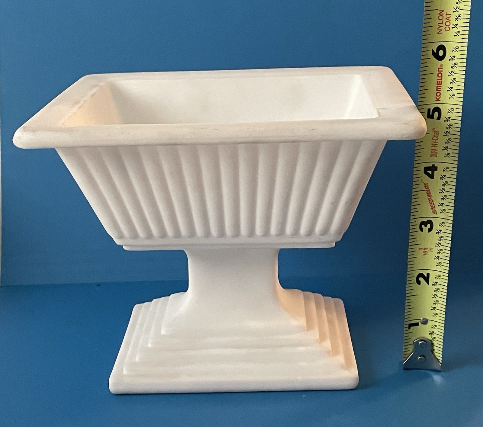 Imperial Milk Glass Doeskin Ribbed Succulent Planter Compote No Lid