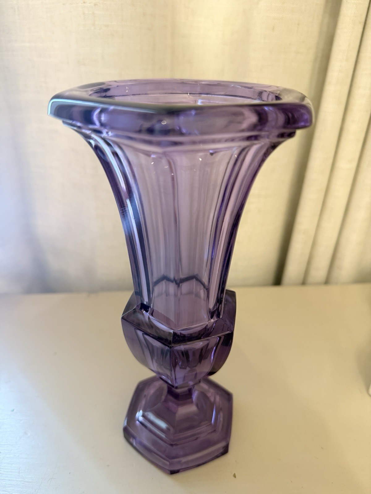 Vintage Neodymium Alexandrite Glass Trumpet Vase 8” Friedrich Kristall Germany