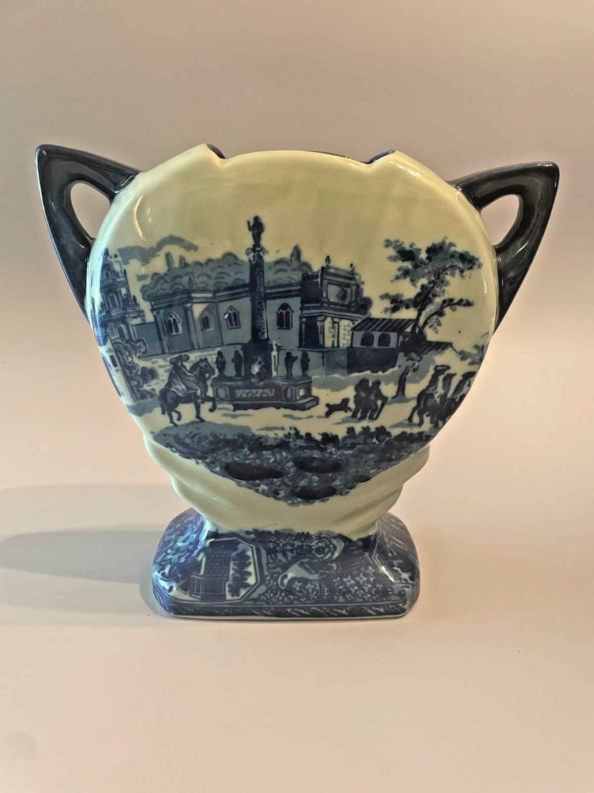 Unique Shape Vintage Victoria Ware Flow Blue Vase 8” Ironstone Marked