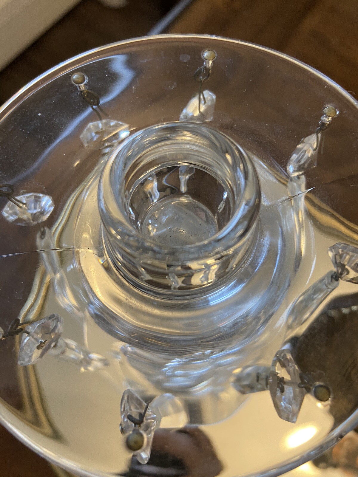 2 Vtg taper Candle Holder Crystal Lusters Fostoria Baroque hollywood regency