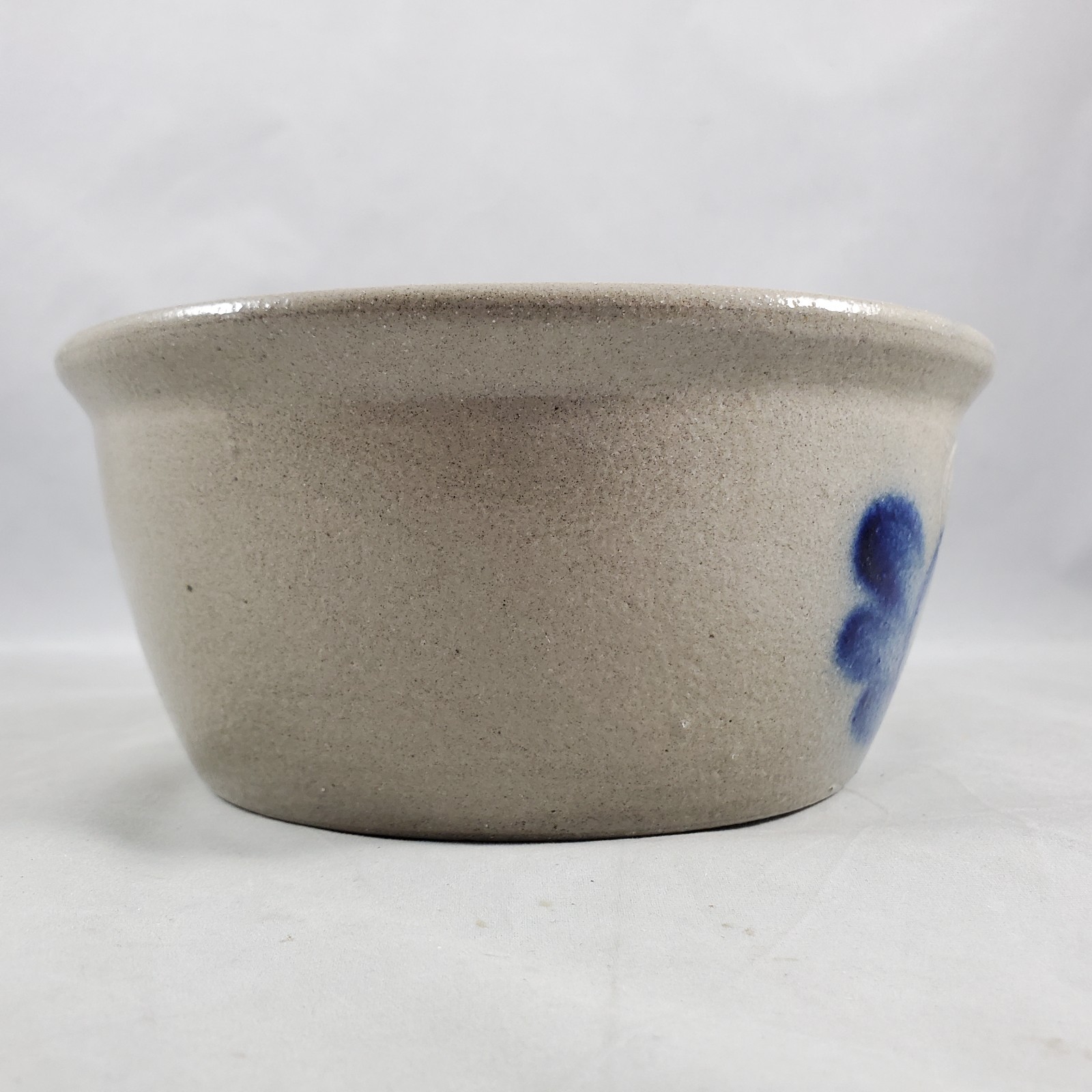 Beaumont Pottery York Maine Salt Glazed Crock Sm Bowl Cobalt Blue Winged Heart