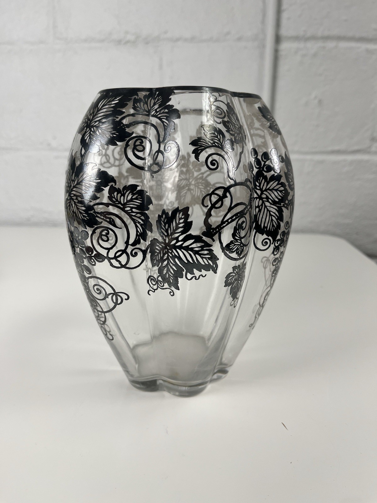Sterling Overlay Vase Silver City Grape Grapevine 1930s VTG Fostoria Sakier