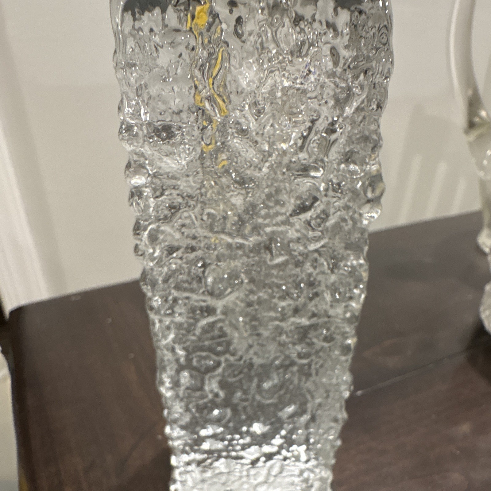 Clear Textured Art Glass Square Vase Decorative Modern Style Accent Decor