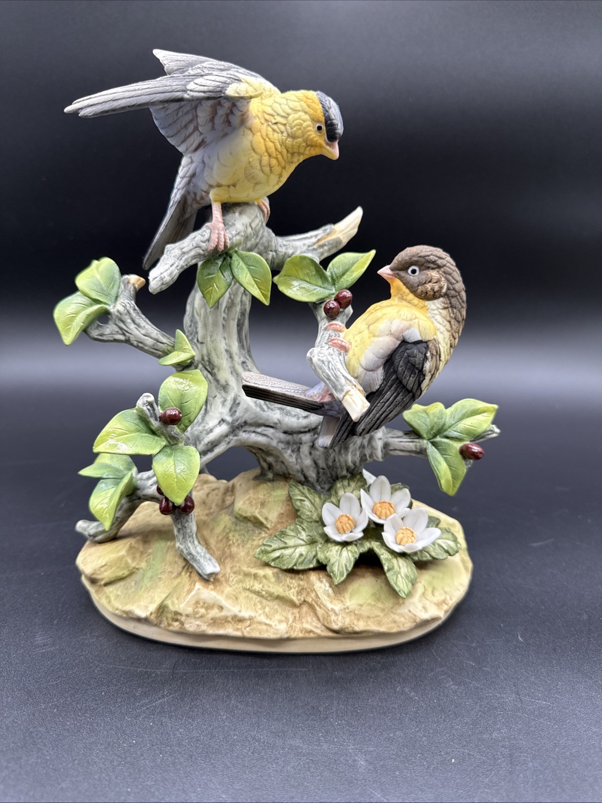 Andrea by Sadek Goldfinch porcelain bird figurine, hand painted, 11 in