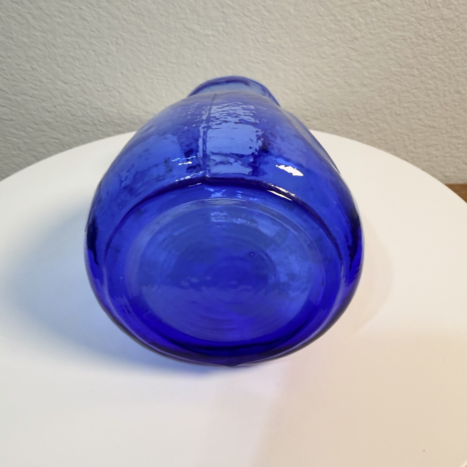 Sea of Sweden Handmade Crystal 5.5” Sack Flower Bud Vase Blue Glass Rune Strand