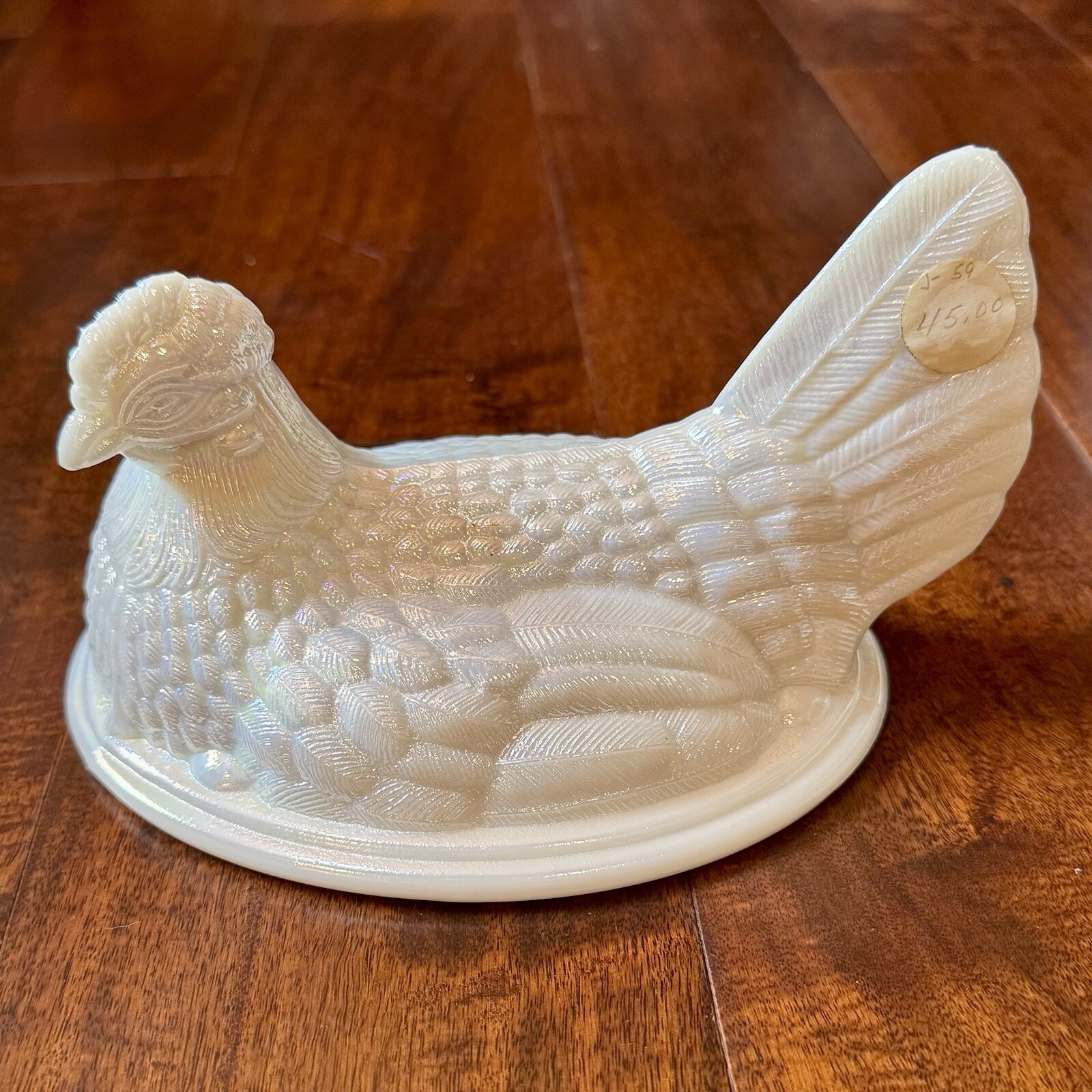 Vintage Westmoreland Glass Hen on Nest TOP ONLY – Carnival Milk or Almond Glass