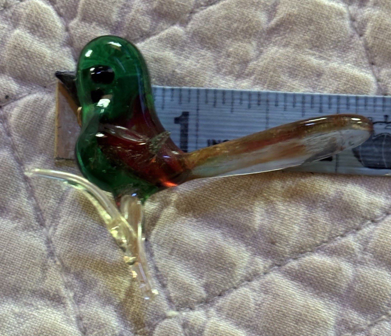VTG Lot of 2 Murano Style Hand Blown Art Glass Kangaroo & Bird Figurine/Trinkets