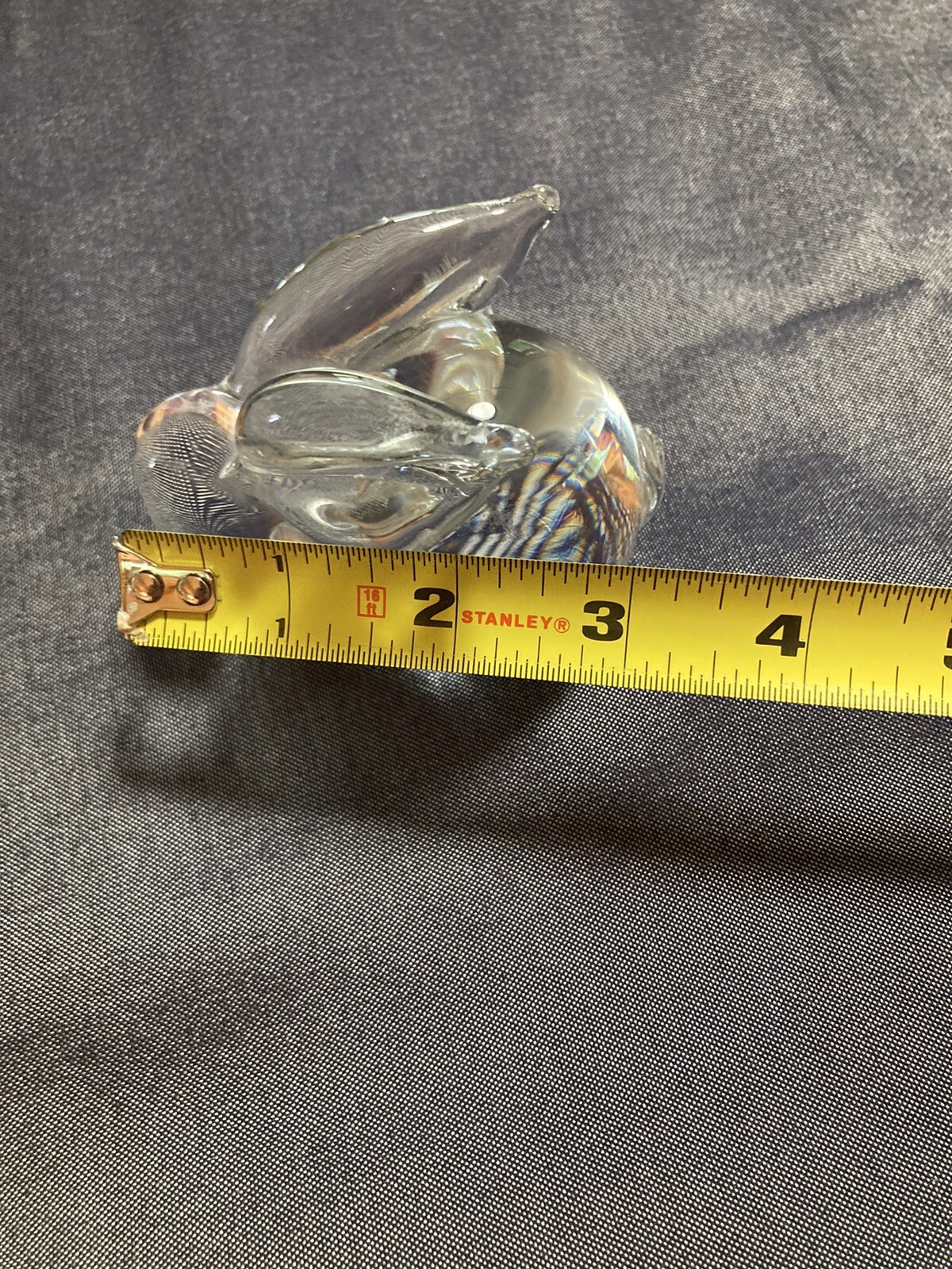 Clear Glass bunny Rabbit Art Glass paperweight Unbranded 2.75 inches vintage