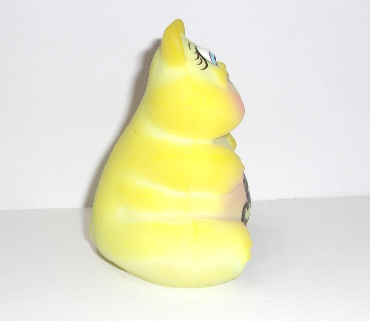 Fenton Glass Yellow Surprised Hippo w Halloween Cat Figurine Ltd Ed 21/55 Kibbe