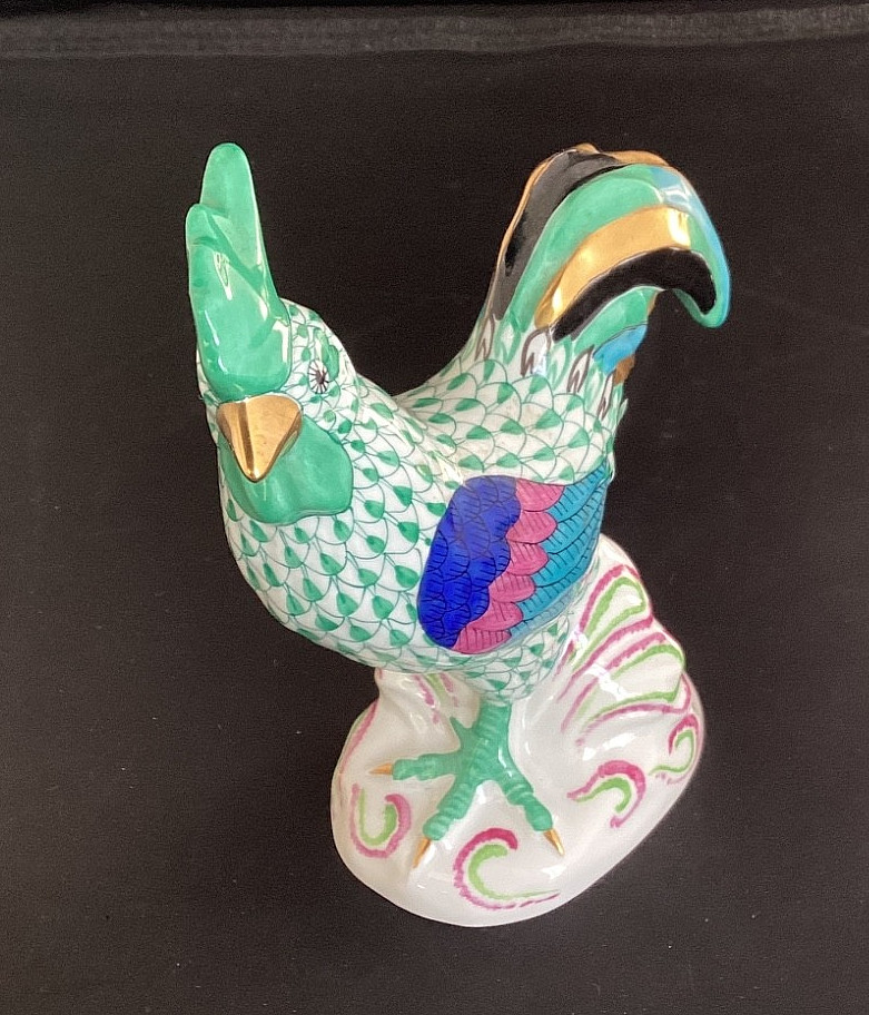 Herend Rooster Green Fishnet Herend