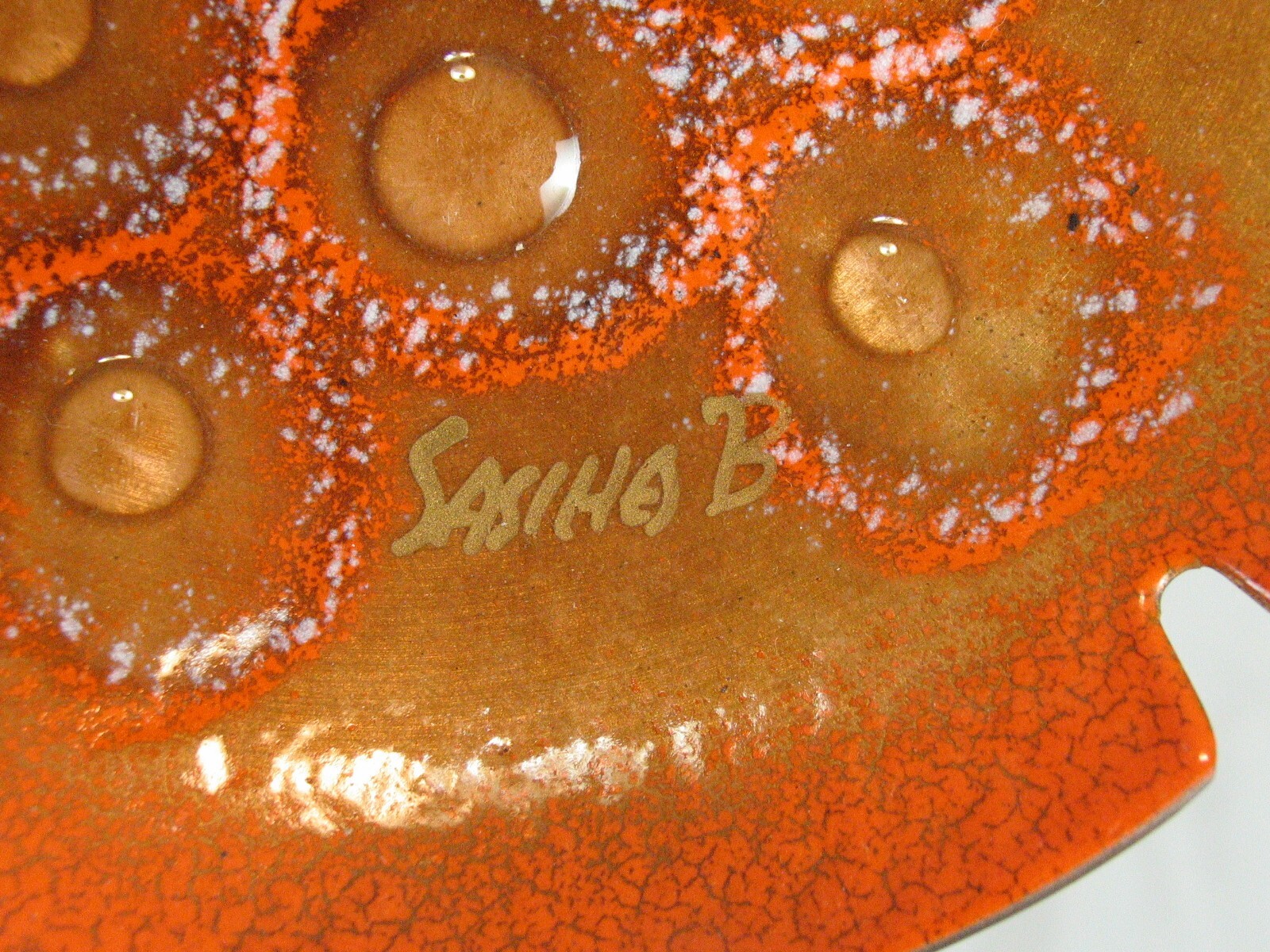 Sascha Brastoff Copper Enamel Ashtrays & Candy Covered Bowl Orange/Dish