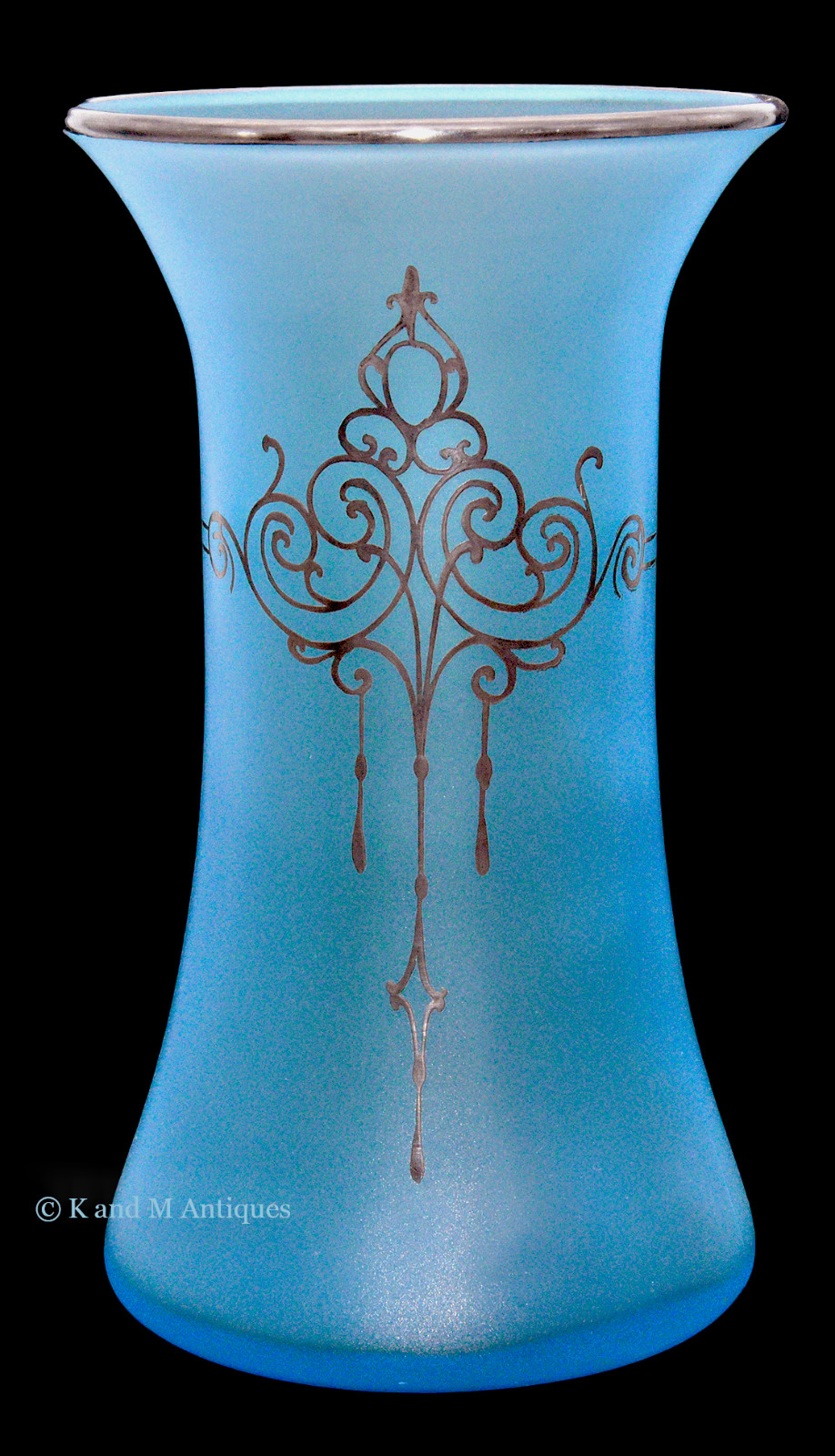 Tiffin / U.S. Glass DECO VERY LARGE  Silver Overlay #15328 Tower Vase