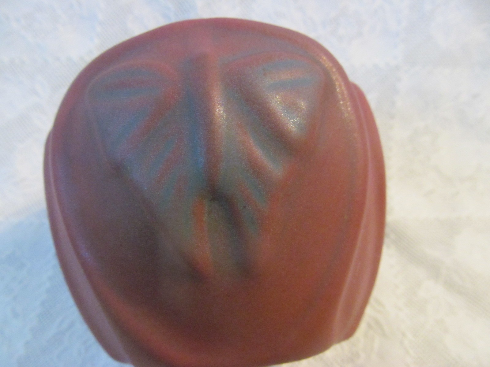 Vintage Van Briggle Pottery Mulberry Butterfly Moth 3sided Vase Pot Planter 3″