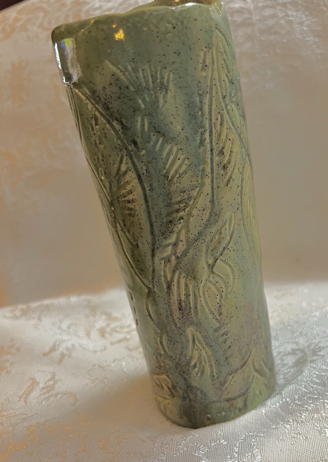 Signed LHandmade Glazed Pottery Bud Vase Artist N L D