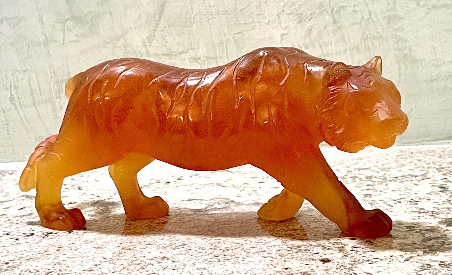 Daum Pate De Verre 10.5” Large Amber Tiger, Model Number: 05034, MSRP $3450.00