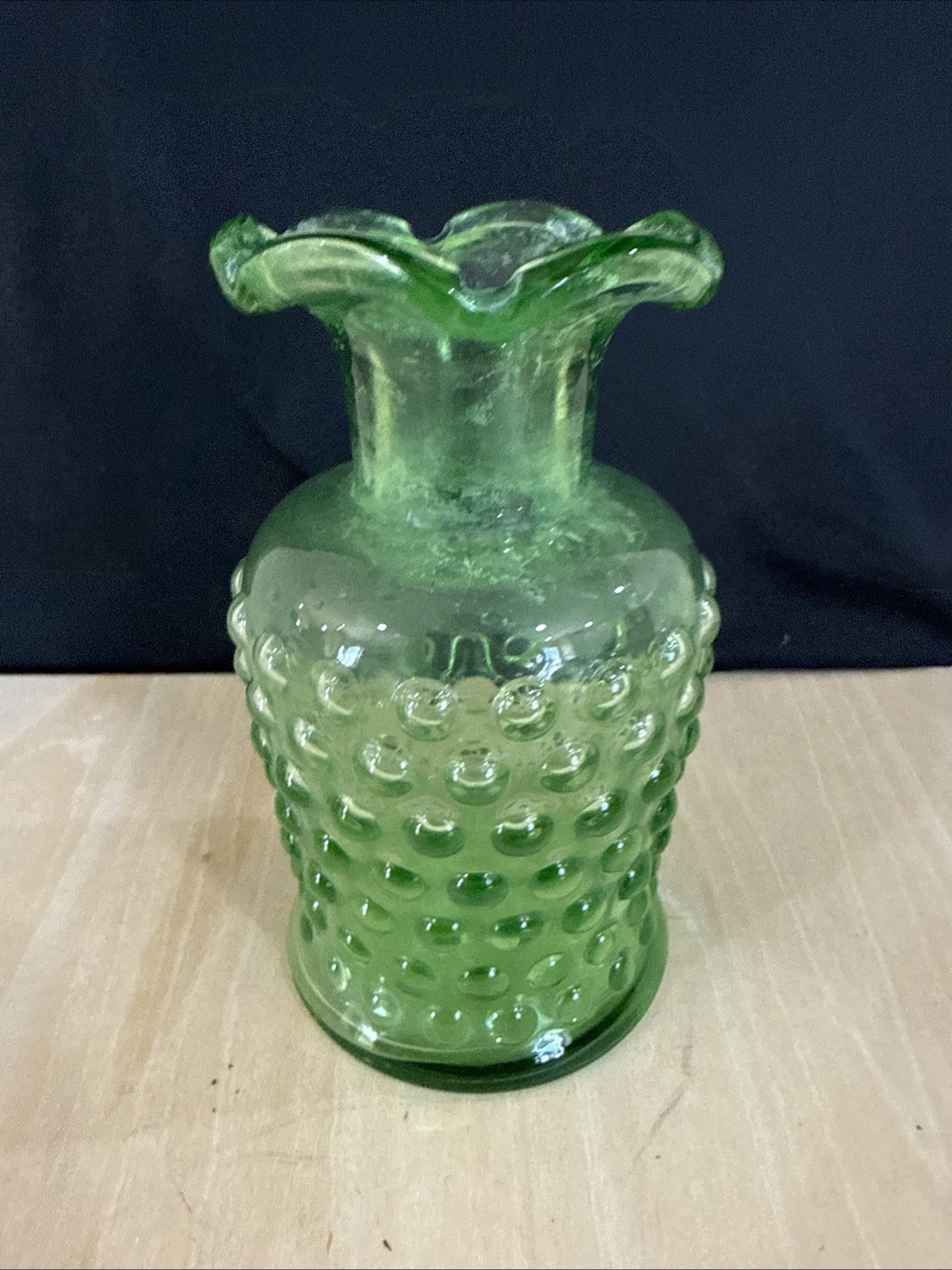 Fenton Green Hobnail 4-1/2 Inches Tall Glass Vase