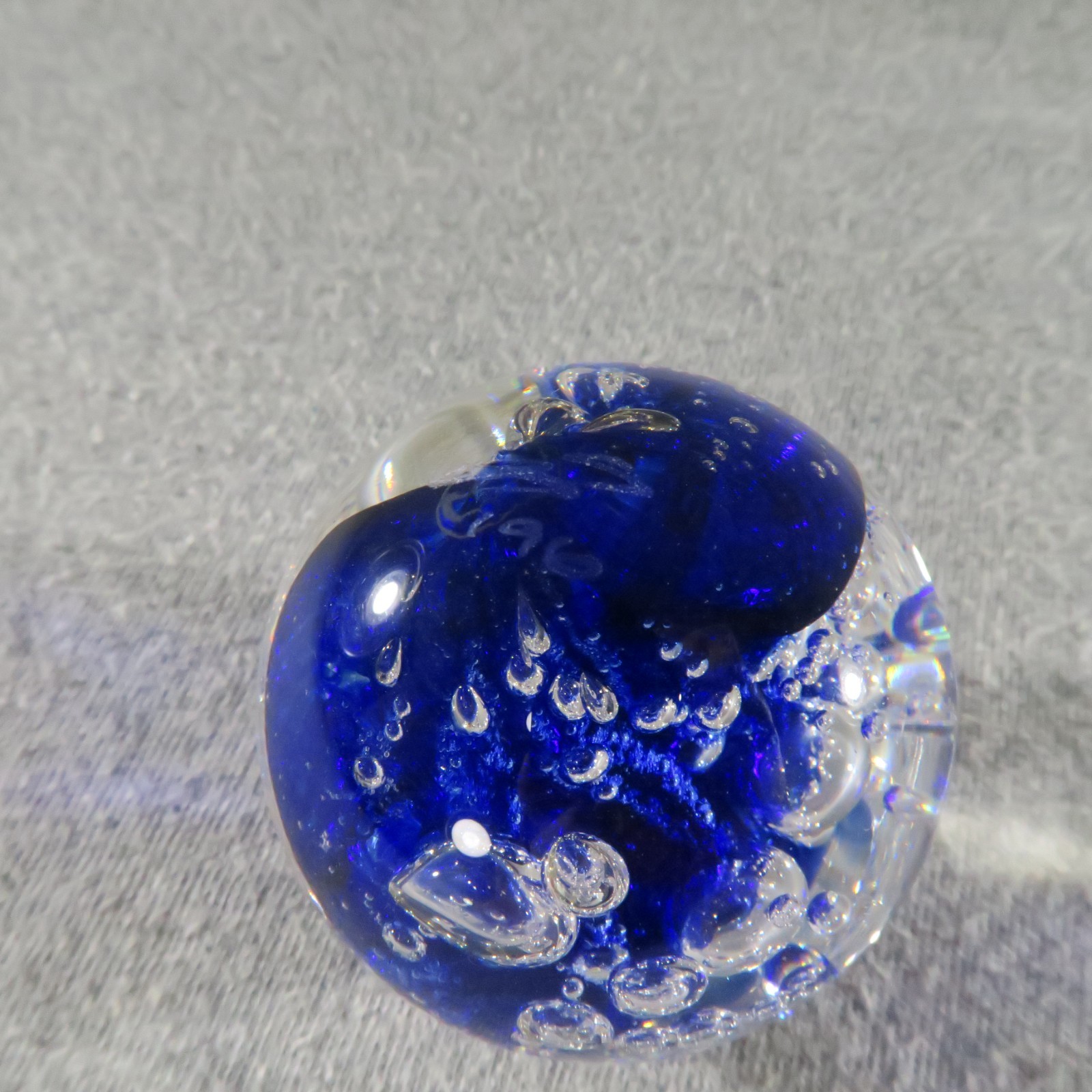 California Glass Studio Marble Orb Cobalt Blue Controlled Bubble Ocean Tide 1996