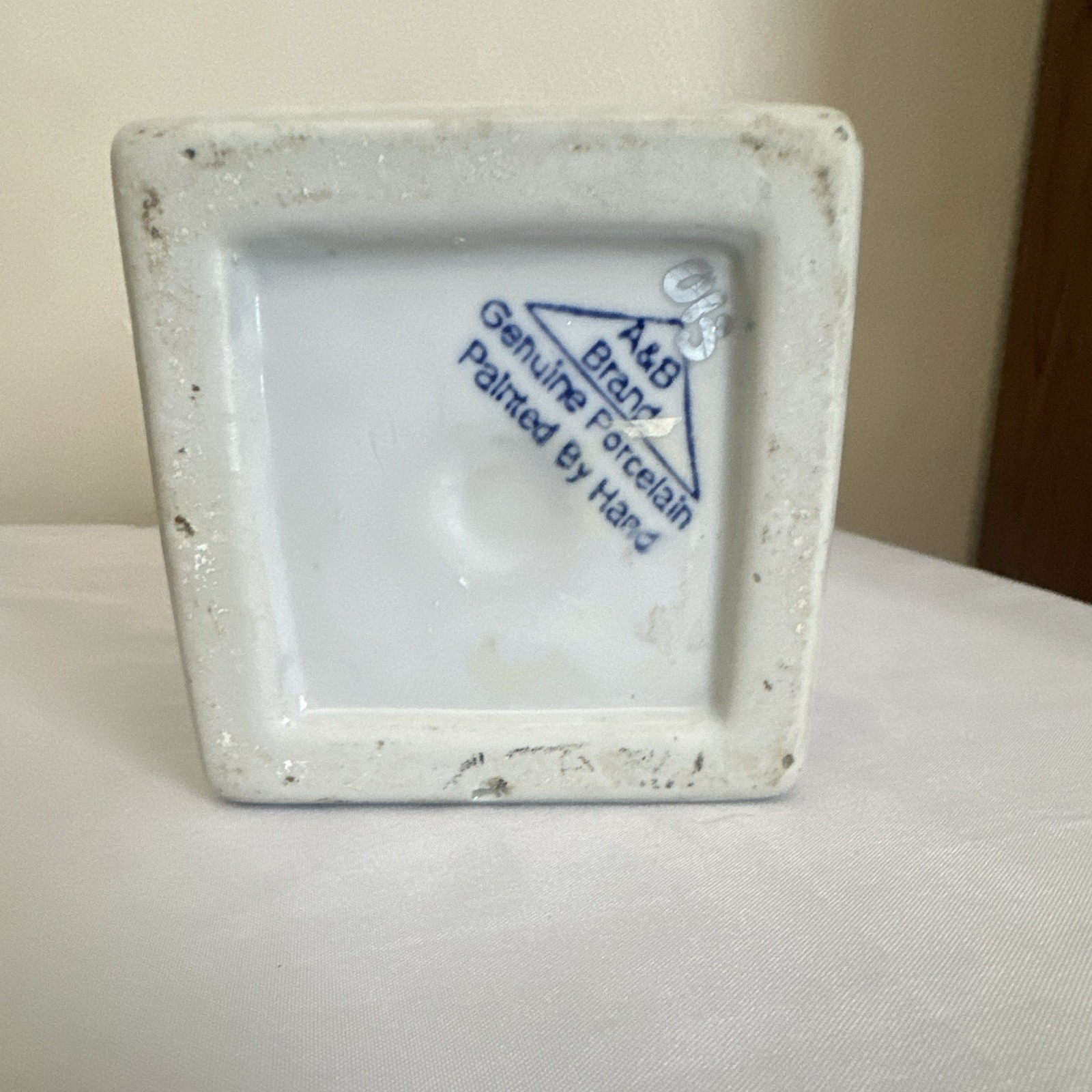 Vintage A&A Blue & White Floral Porcelain Vase 15 in Decorative Glossy Japan