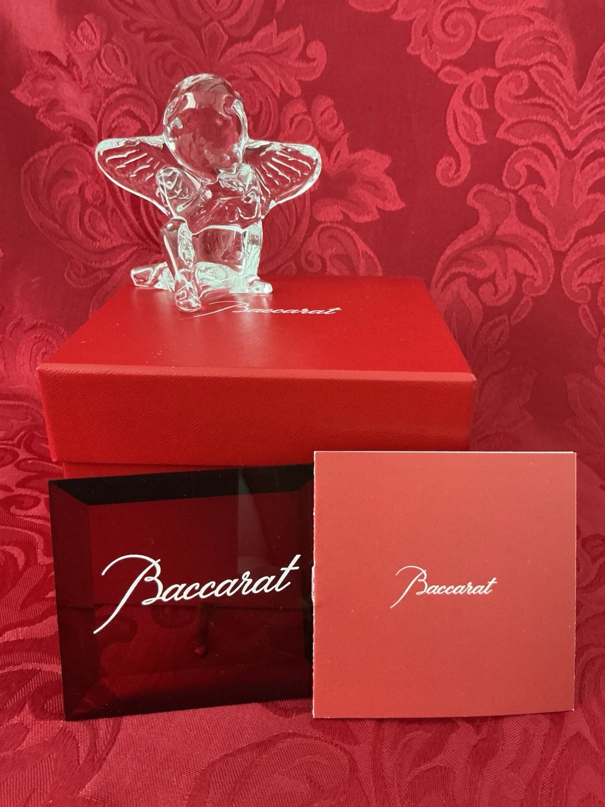 NIB FLAWLESS Exquisite BACCARAT France Glass Crystal ANGEL BLOWING KISS Figurine