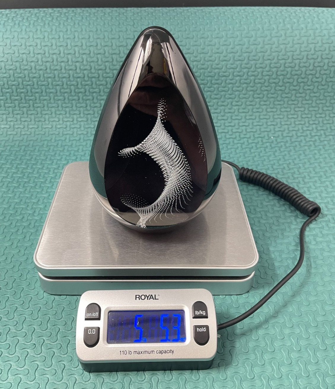 Controlled Bubble Art Glass 3D Paperweight Tear Drop Black Heavy Hand Blown