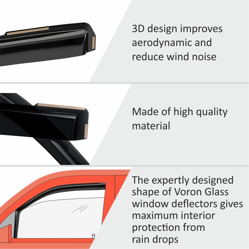 Sun Rain Visors Wind Rain Guards for 2019-2025 Chevy Silverado Double Cab