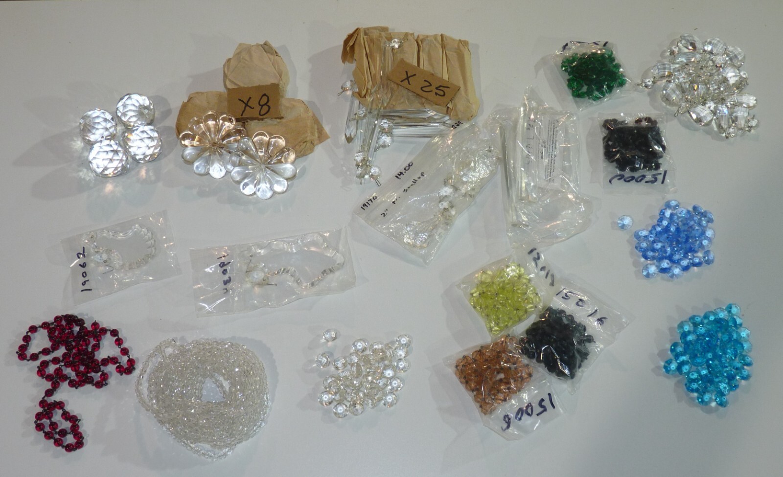 17+ Lbs. Mixed 1990’s Czech. Cut Lead Glass Drops, Prisms, Crystals, Chandelier.