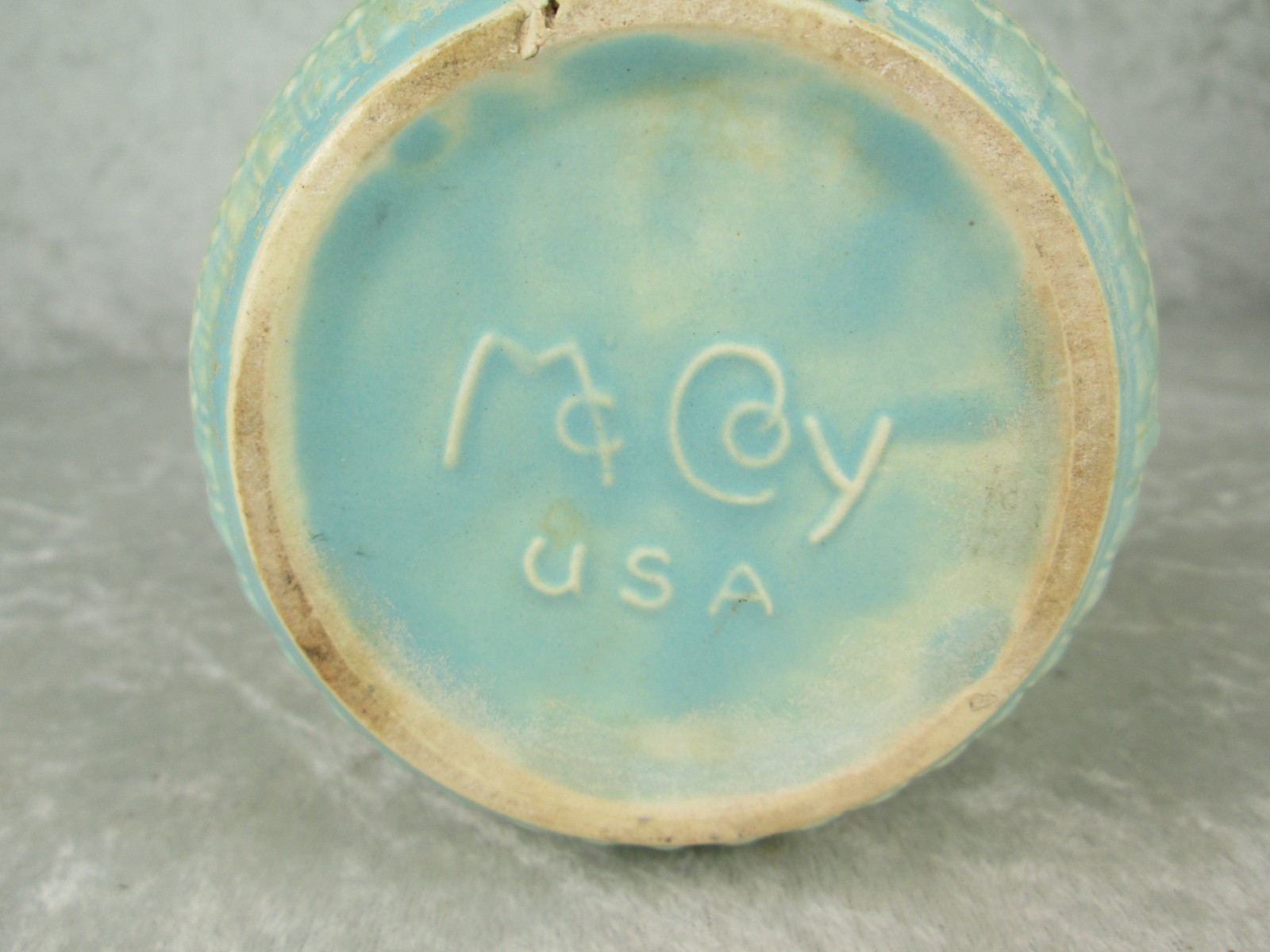 McCoy Pottery Planter Turquoise Mid Century Modern 3-7/8 in Tall 4-1/8 Diameter