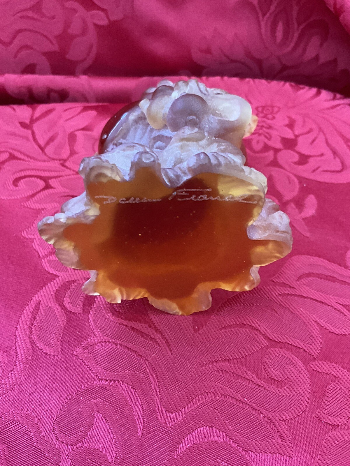 FLAWLESS DAUM Glass Pate De Verre Crystal STANDING GOLDEN HAPPY BUDDHA Figure