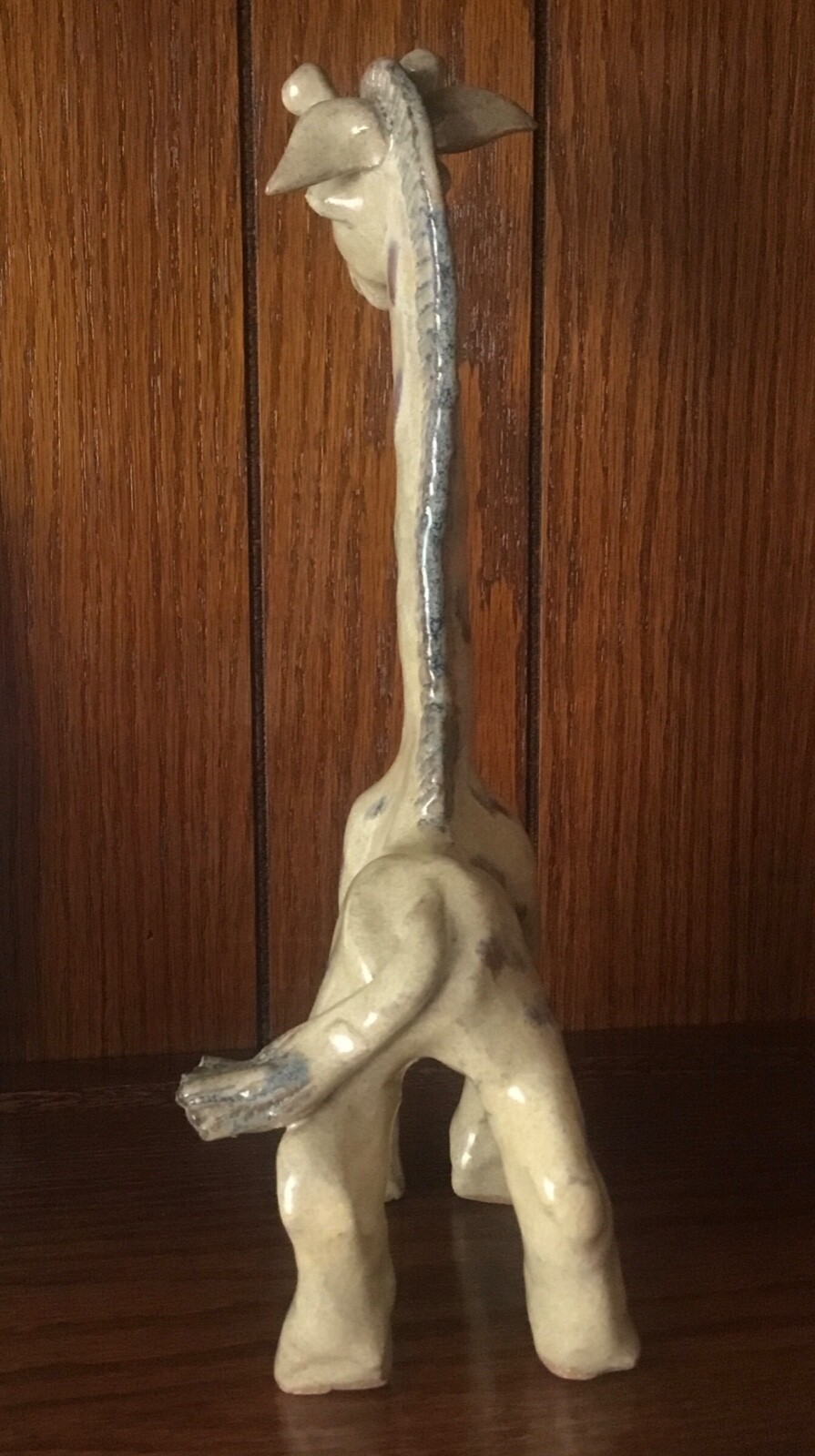 Art Pottery Giraffe Figurine Glazed 10” Tall Vintage