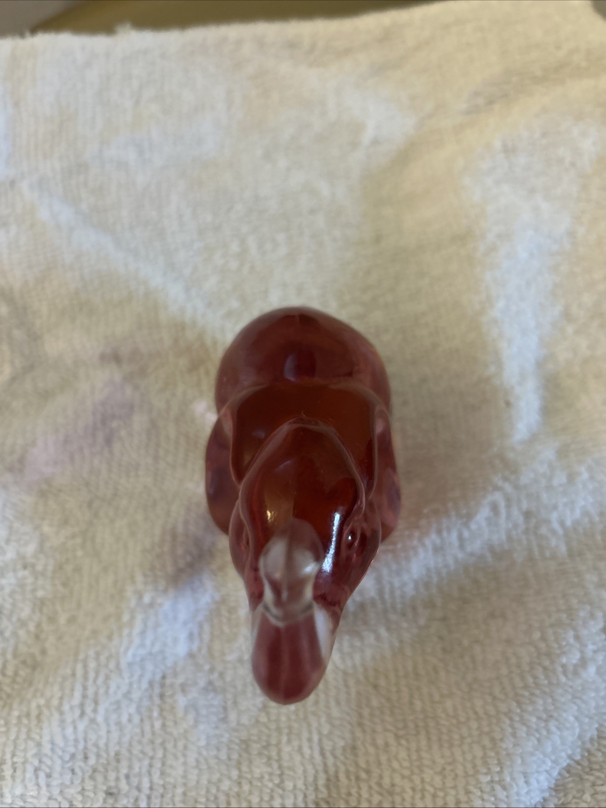 Vintage Fenton Glass Rose Pink/Cherry Elephant Trunk Up Decorative Collectible