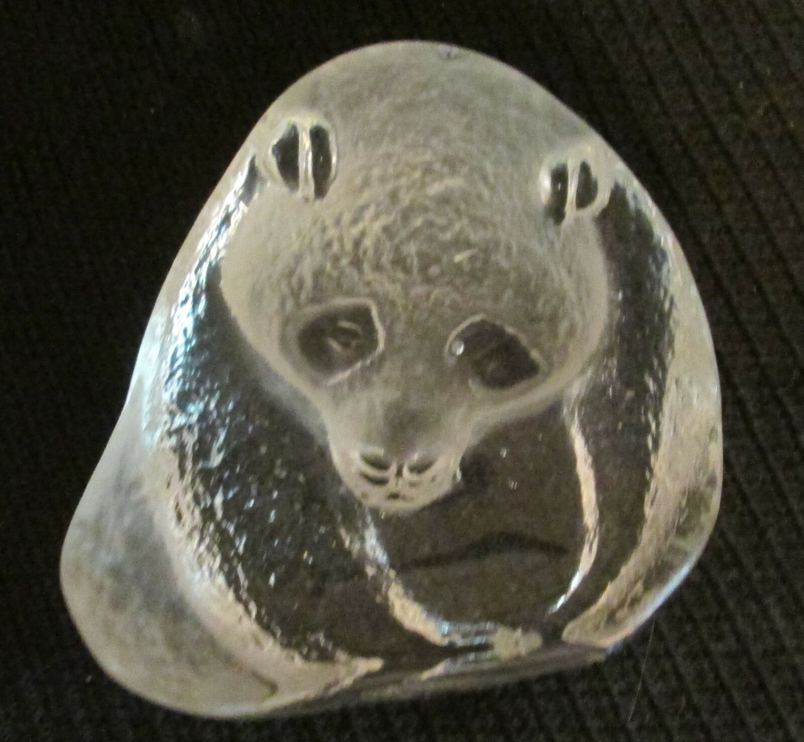 MATS JONASSON Sweden Crystal Panda Paperweight Sculpture