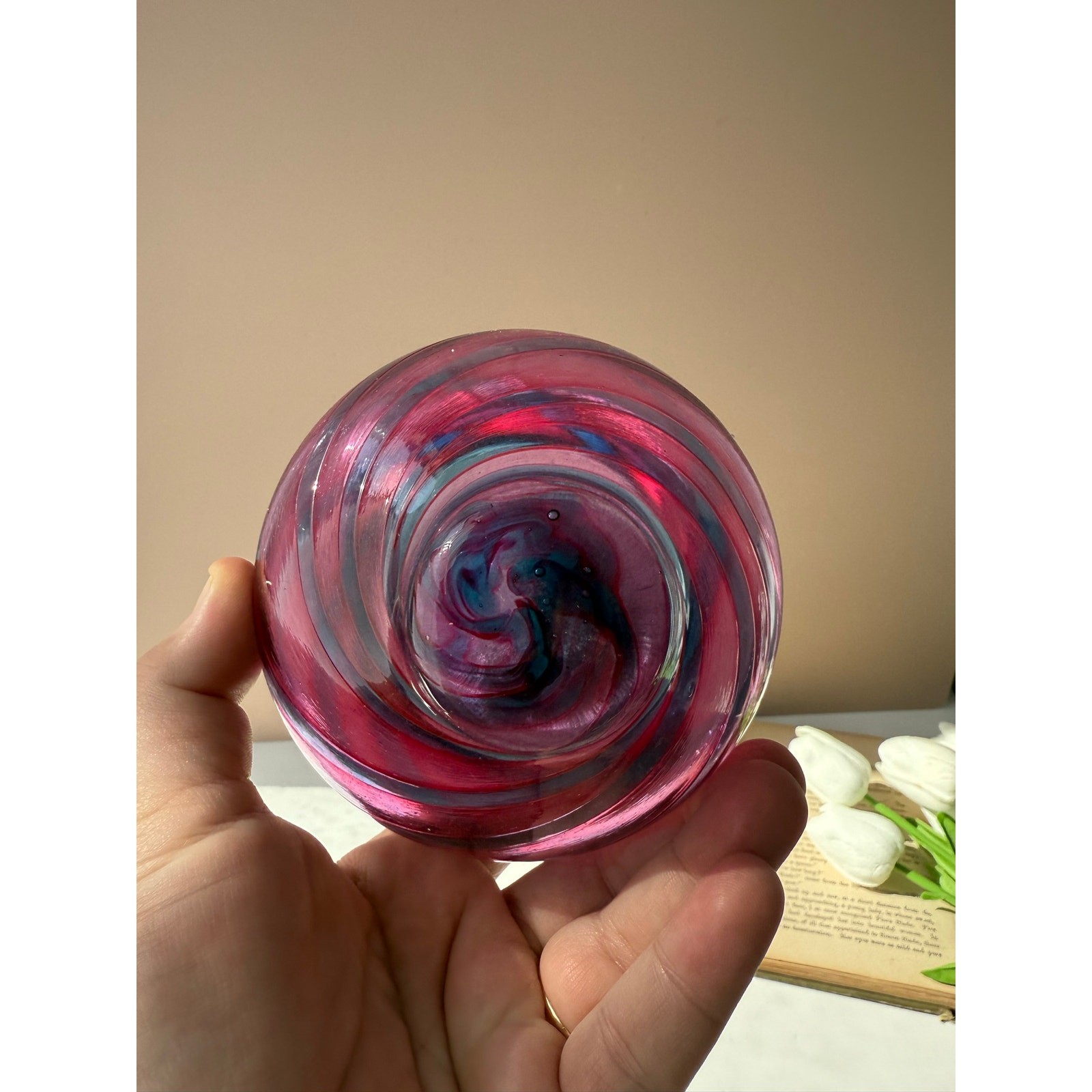 Caithness Scotland Hand Blown Purple & Blue Swirl Art Glass Vase Scottish Glass