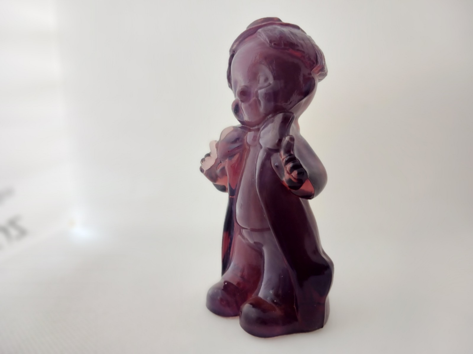 Boyd Art Glass Chuckles The Clown Figurine Purple Slag Glass 3.75 Inch Tall