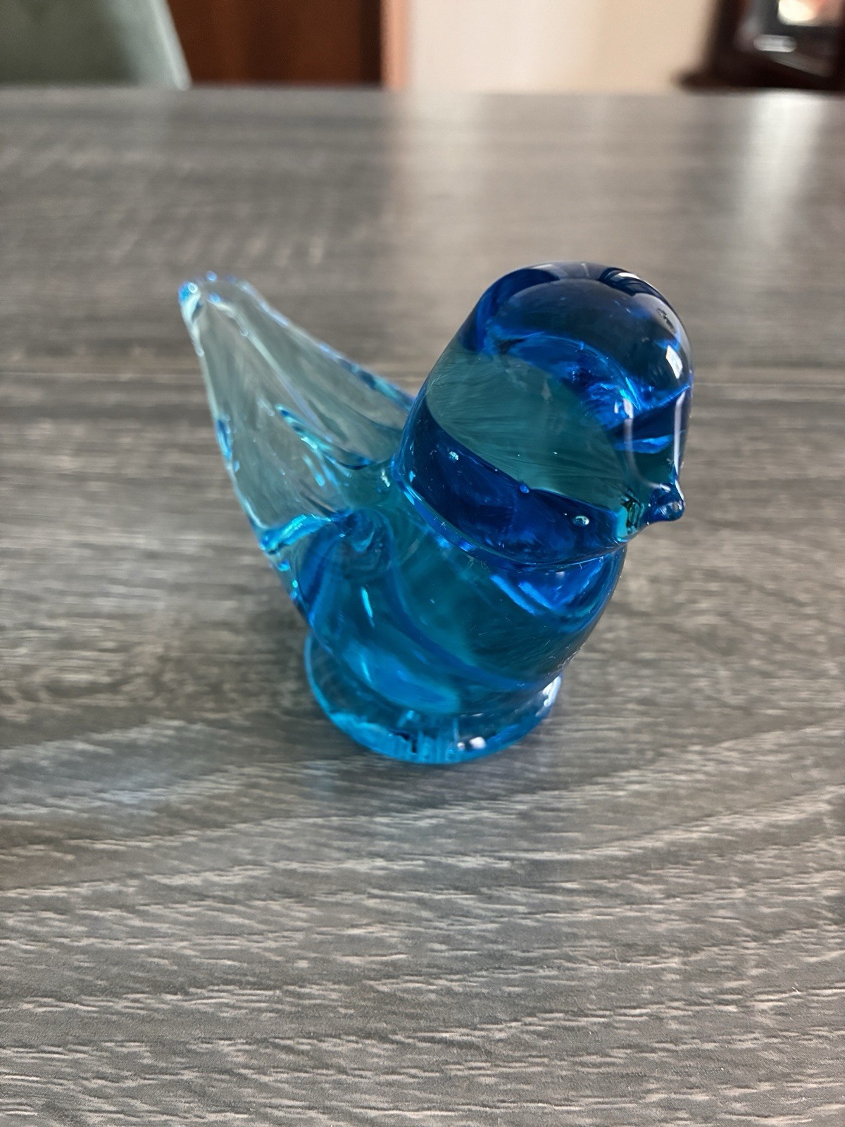 Vtg Ron Ray 1991 Signed Glass Blue Bird Of Happiness 4” Figurine
