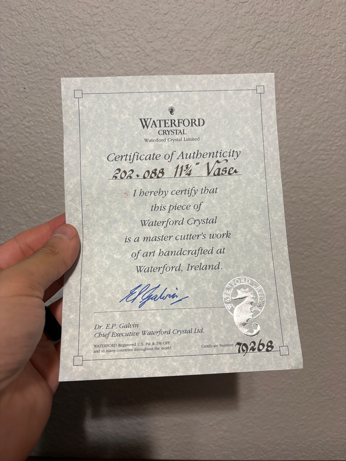 Waterford Crystal 10 7/8″H Lismore Castle Romance Of Ireland Vase W/COA & BOX