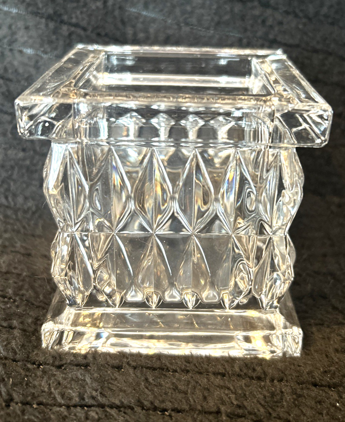 WATERFORD Marquis Crystal Cut Paradoux 3” Candle Votive Holder Square EUC