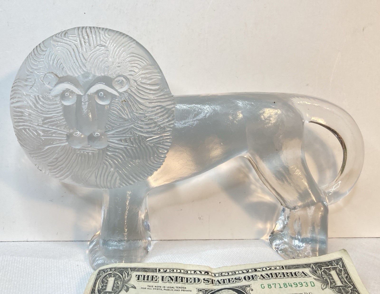 Kosta Boda 10 1/4” Long Glass LION Sculpture-Bertil Vallien-Boda Zoo Series Mint