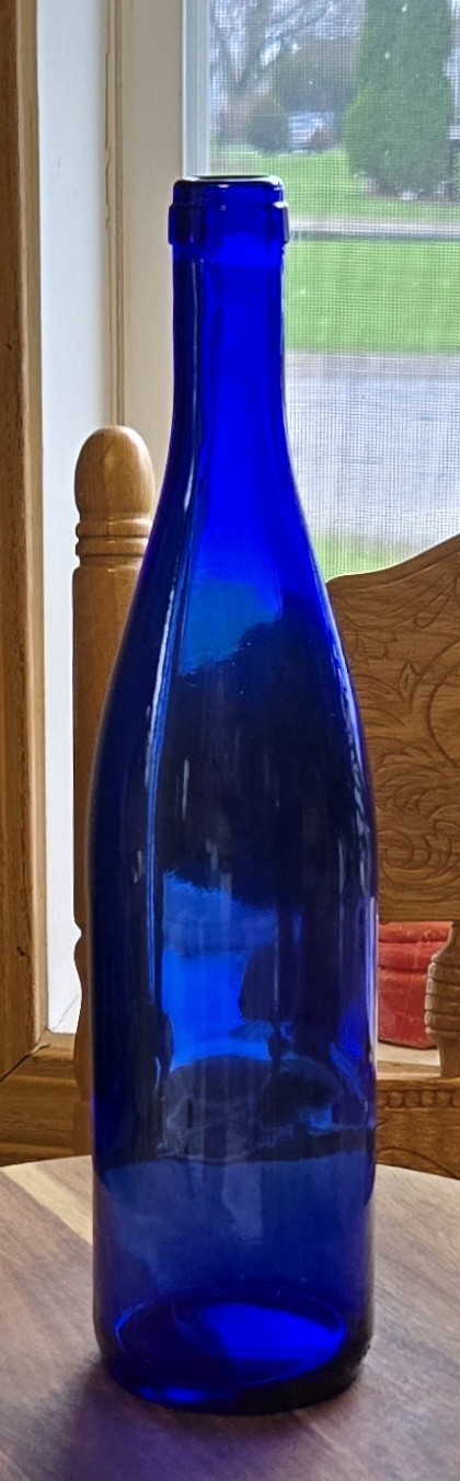 Vintage Cobalt Blue Glass Bottle 12″ Tall 0.75 Liters