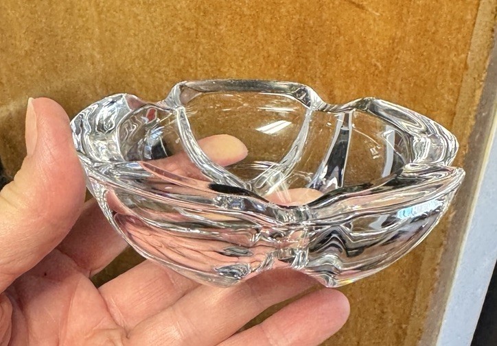 2 Cristal D’Arques Crystal Cigar Ashtray large 8” & small 4 1/4” matching heavy